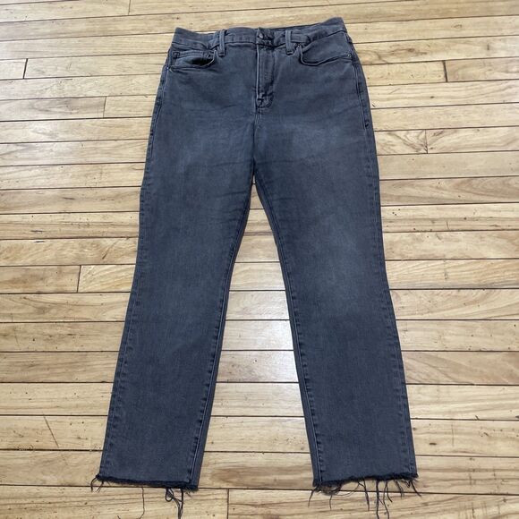 Good American Classic Jeans Women 10 30 Black GCRH25TFT Raw Hem Skinny High Rise - Picture 13 of 16